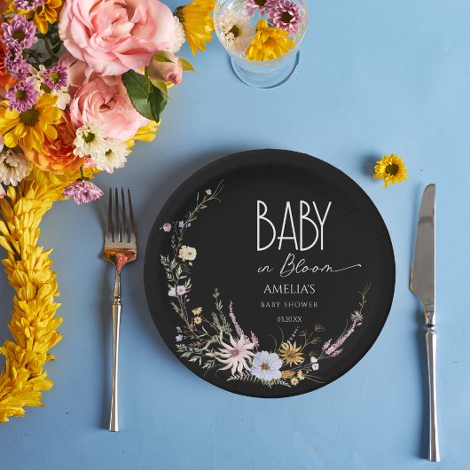 Chic Black Baby in Bloom Paper Bord