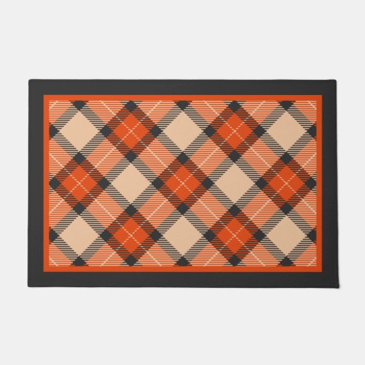 Chic Black Beige Pumpkin Oranje Pset Pattern Deurmat (Voorkant)