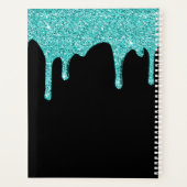 Chic Black Blauwgroen Glitter Dripping Luxury Planner (Achterkant)