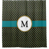 Chic Black Blauwgroen Gold Peacock Print Custom Mo Douchegordijn (Voorkant)