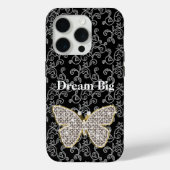 Chic Black Bloemen Juweel Butterfly Case-Mate iPhone Case (Achterkant)