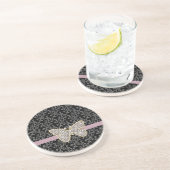 Chic Black Bloemen Juweel Butterfly Zandsteen Onderzetter (Zijkant)