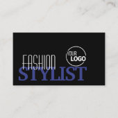 Chic Black Blue en White Simple Stylish met Logo Visitekaartje (Voorkant)