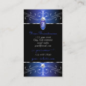 Chic Black Blue Paarse  Ornamenten Initialen Visitekaartje (Achterkant)