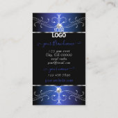 Chic Black Blue Paarse  Ornamenten met Logo Visitekaartje (Achterkant)