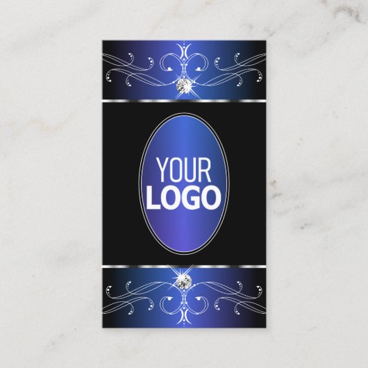 Chic Black Blue Paarse  Ornamenten met Logo Visitekaartje (Voorkant)