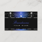 Chic Black Blue Squiggles Ornamenten Sparkle Jewel Visitekaartje (Voorkant)