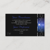 Chic Black Blue Squiggles Sparkle Jewels Initialen Visitekaartje (Achterkant)