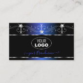 Chic Black Blue Squiggles Sparkle Jewels met Logo Visitekaartje (Voorkant)