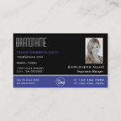 Chic Black Blue White Simple met Logo en foto Visitekaartje (Achterkant)