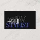Chic Black Blue White Simple Monogram en foto Visitekaartje (Voorkant)