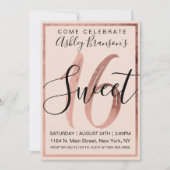 Chic Black Blush Pink Faux Roos Gold Foil Sweet 16 Kaart (Voorkant)