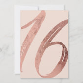 Chic Black Blush Pink Faux Roos Gold Foil Sweet 16 Kaart (Achterkant)