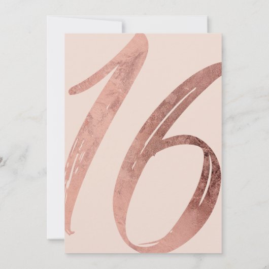 Chic Black Blush Pink Faux Roos Gold Foil Sweet 16 Kaart (Achterkant)