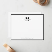 Chic Black Border Bold Letter Simple Monogram Name Notitiekaartje (Voorkant / Achterkant in situ)