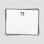 Chic Black Border Bold Letter Simple Monogram Name Notitiekaartje