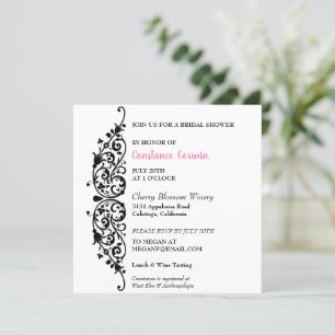Chic Black Border Bridal Shower Uitnodiging