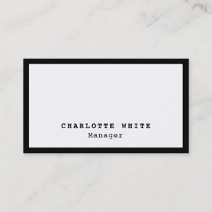 Chic Black Border White Professional Modern Plain Visitekaartje