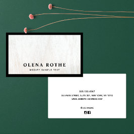 Chic Black Border White Wood Professional Contactkaartje