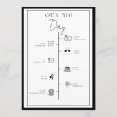 Chic Black Botanical Crest Evenementen Tijdlijn Programmakaart (Achterkant)