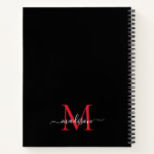 Chic Black Bourgondië Red Girly Monogram Script Na Notitieboek (Achterkant)
