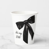 Chic Black Bow 30th Birthday Paper Cups Papieren Bekers (Voorkant)