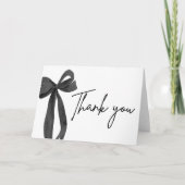 Chic Black Bow Coquette Afstuderen Bedankt Card (Voorkant)