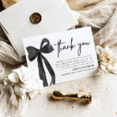 Chic Black Bow Coquette Afstuderen Bedankt Card Kaart