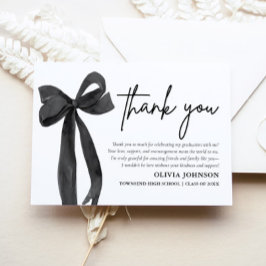 Chic Black Bow Coquette Afstuderen Bedankt Card Kaart