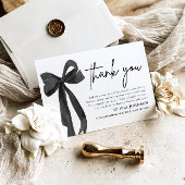 Chic Black Bow Coquette Afstuderen Bedankt Card Kaart