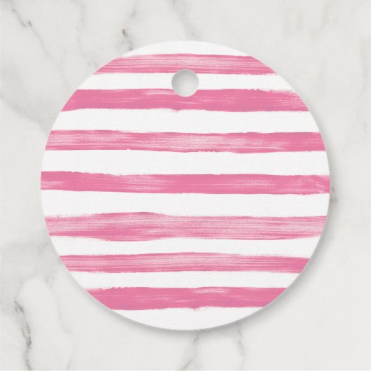 Chic Black Bow Roze Witte Streep Bedankjes Labels (Achterkant)