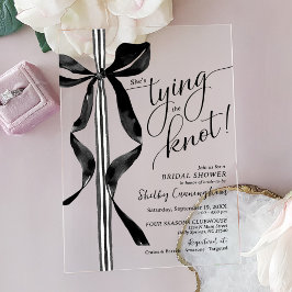 Chic Black Bow She's Tying The Knot Bridal Shower Acryl Uitnodigingen