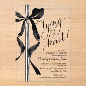 Chic Black Bow She's Tying The Knot Bridal Shower Acryl Uitnodigingen (Voorkant)