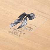 Chic Black Bow Striped Bridal Shower Invitation Acryl Uitnodigingen (Laagn)