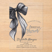 Chic Black Bow Striped Bridal Shower Invitation Acryl Uitnodigingen (Voorkant)