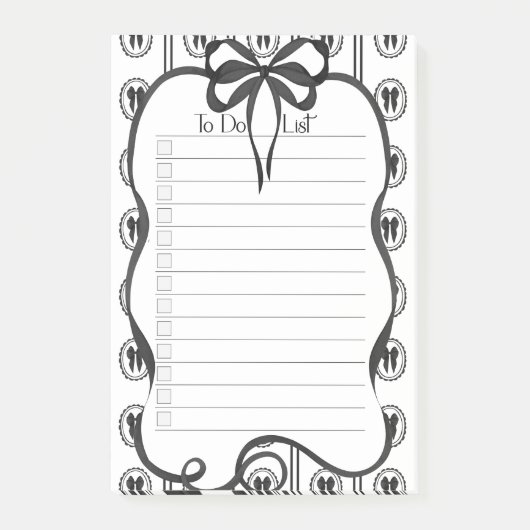 Chic Black Bow To-Do List Large Notepad Post-it® Notes (Voorkant)