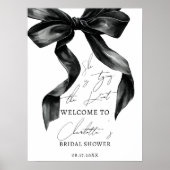 Chic Black Bow Tying Knot Vrijgezellenfeest Welkom Poster (Voorkant)