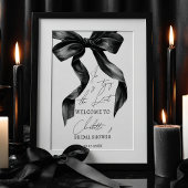 Chic Black Bow Tying Knot Vrijgezellenfeest Welkom Poster