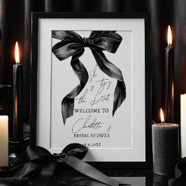 Chic Black Bow Tying Knot Vrijgezellenfeest Welkom Poster