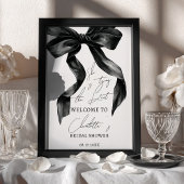 Chic Black Bow Tying Knot Vrijgezellenfeest Welkom Poster