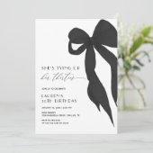 Chic Black Bow Tying Up Her Thirties 40th Birthday Kaart (Staand voorkant)