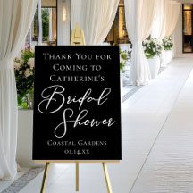 Chic Black Bridal Shower Personalized Welcome