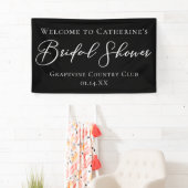 Chic Black Bridal Shower Personalized Welcome Spandoek (Insitu)