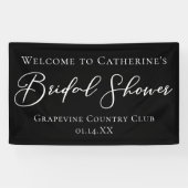 Chic Black Bridal Shower Personalized Welcome Spandoek (Horizontaal)