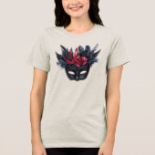 Chic Black Burgundy Red Floral Mask Tri-Blend Shirt (Voorkant)