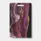 Chic Black Burgundy Red Gold Glitter Agate Photo Badge (Achterkant)