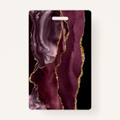 Chic Black Burgundy Red Gold Glitter Agate Photo Badge (Achterkant)