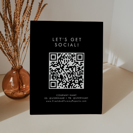 Chic Black Business Laten we social media halen Reclamebord Met Voetstuk