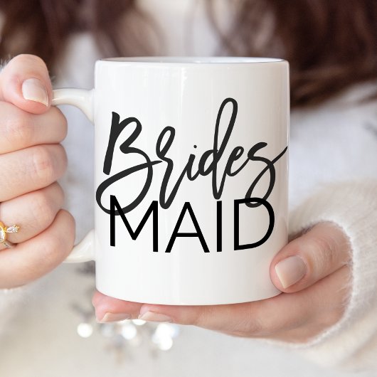 Chic Black Calligraphy Bridesmaid Tweekleurige Koffiemok