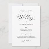 Chic Black Calligraphy Script Minimal Wedding Kaart (Voorkant)